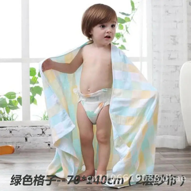 Super Soft Pure Cotton Baby Bath Towel 2/6 Layer Gauze Absorbent Newborn Quilt Cover Unisex Children Bath Towel in Various Sizes