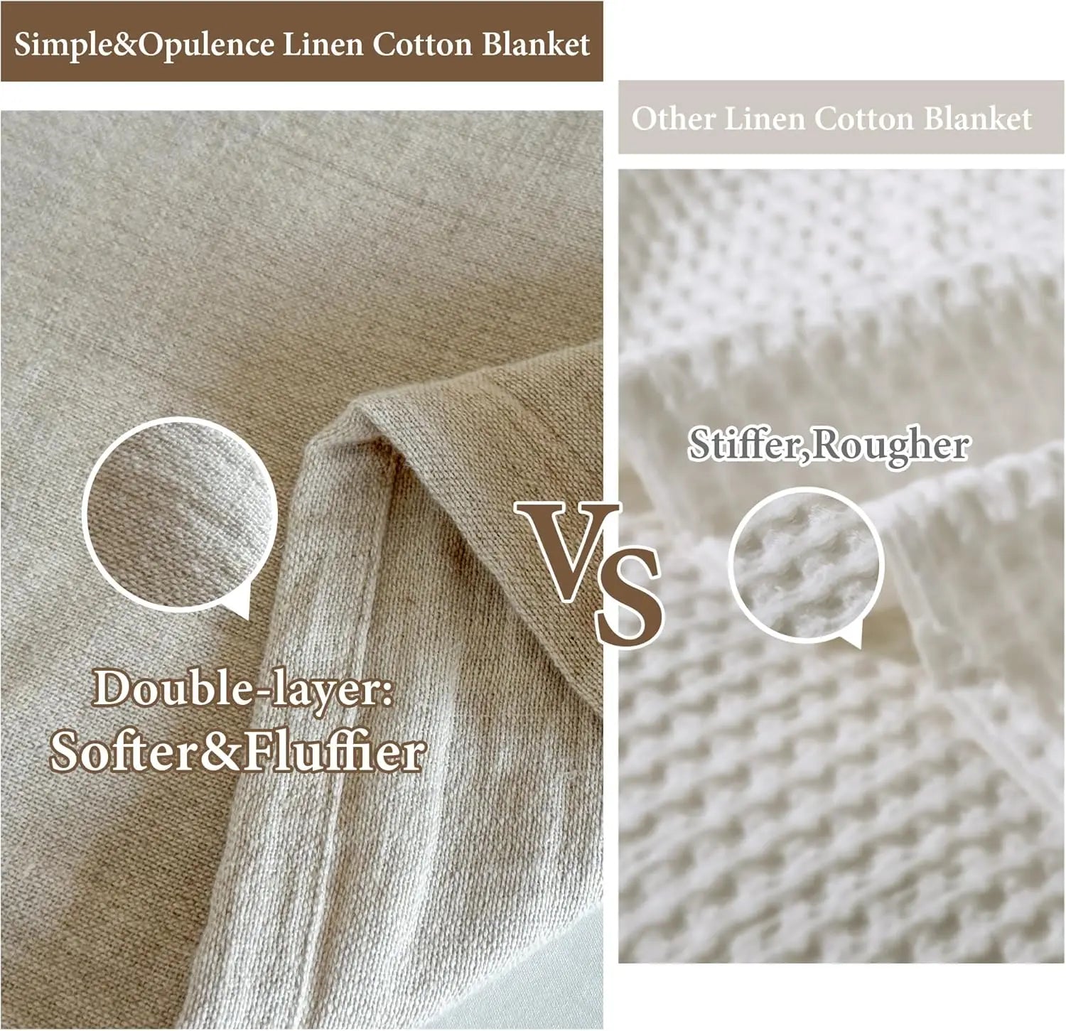 Double-Layer Linen Cotton Throw Blanket with Tassels, Soft Lightweight Breathable for Couch Sofa Bed (104"X90")