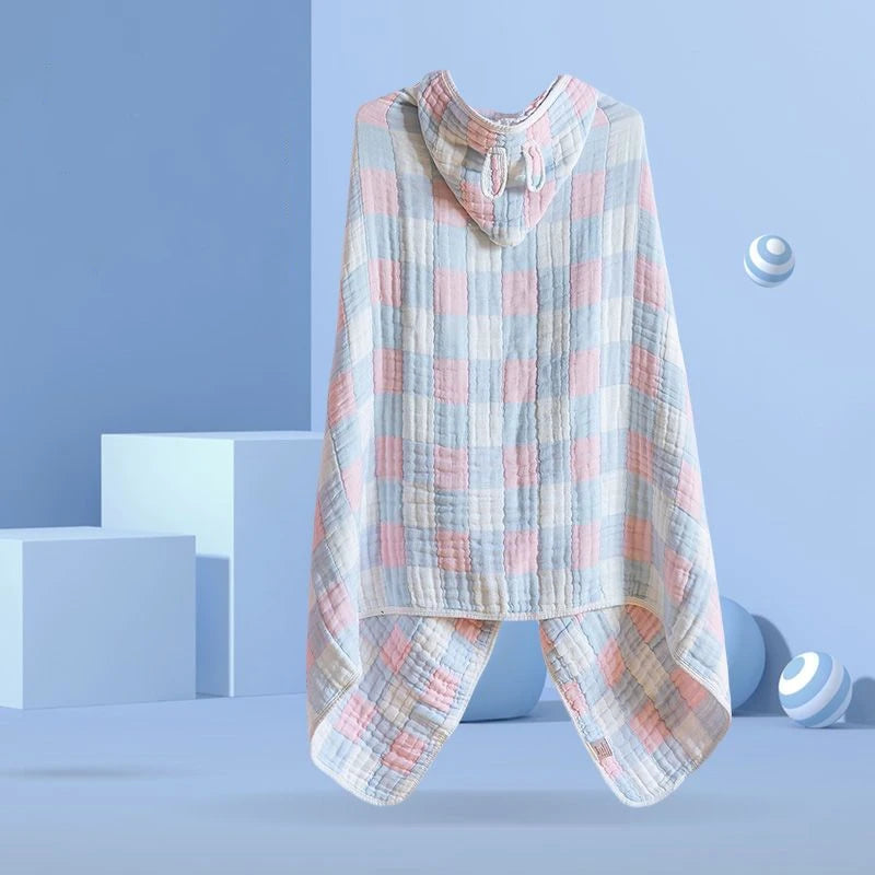 Super Soft Pure Cotton Children Cape Bath Towel With Hat Wearable Baby Absorbent Bathrobe Multi-purpose Nap Blanket Baby Swaddle