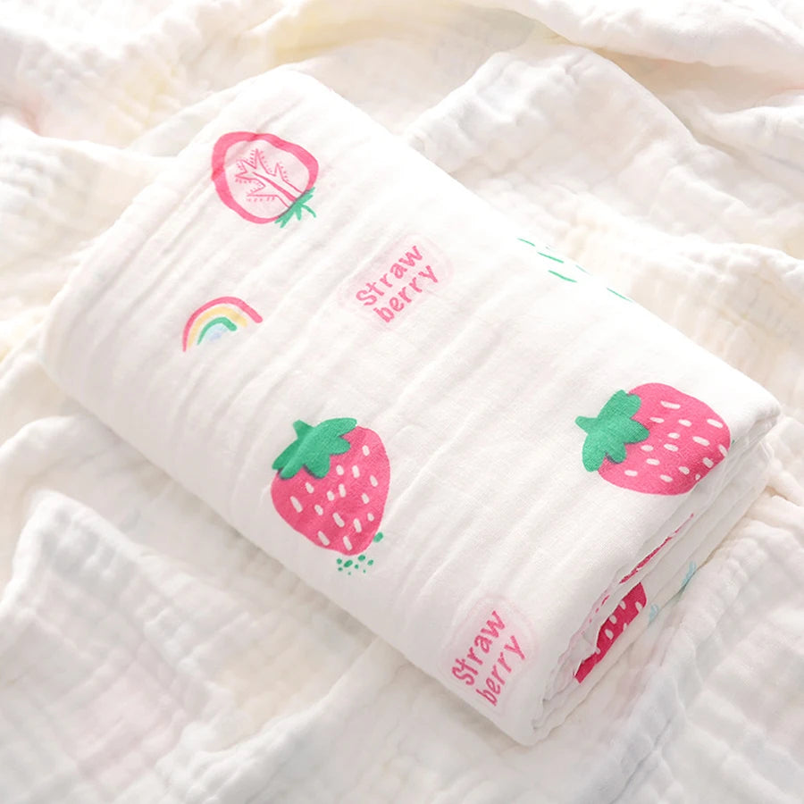 4-Layer Gauze Infant Washcloth Baby Bath Towel Newborn Bathrobe Cotton Swaddle Blanket for Boy Girl Children's Blanket