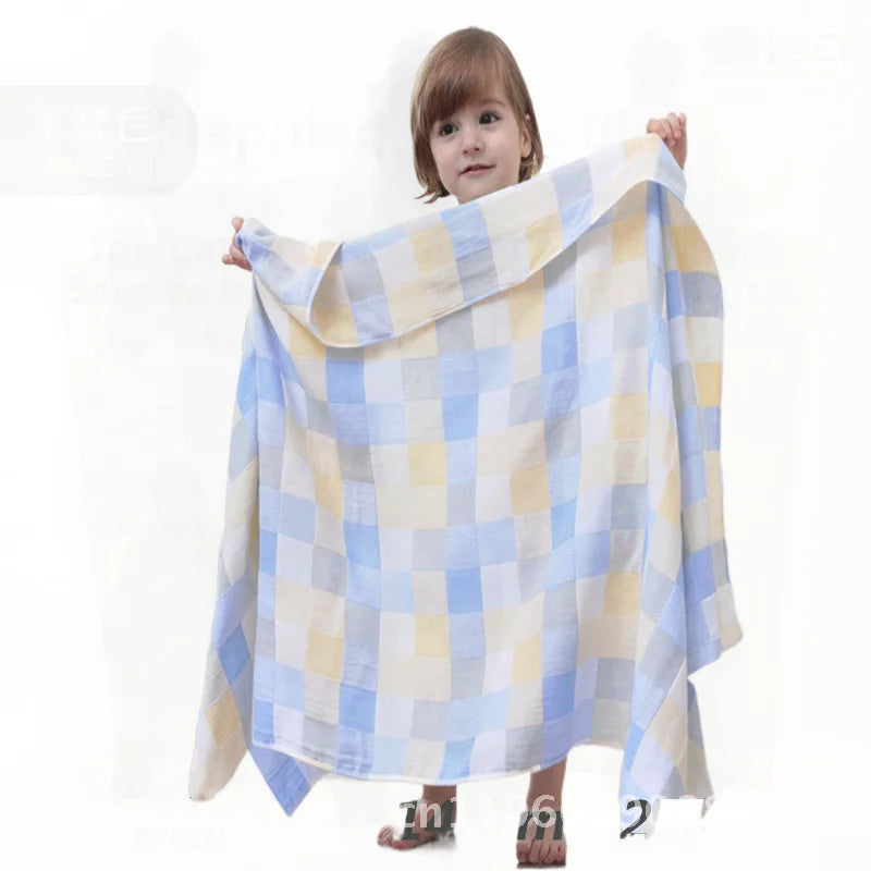 Super Soft Pure Cotton Baby Bath Towel 2/6 Layer Gauze Absorbent Newborn Quilt Cover Unisex Children Bath Towel in Various Sizes