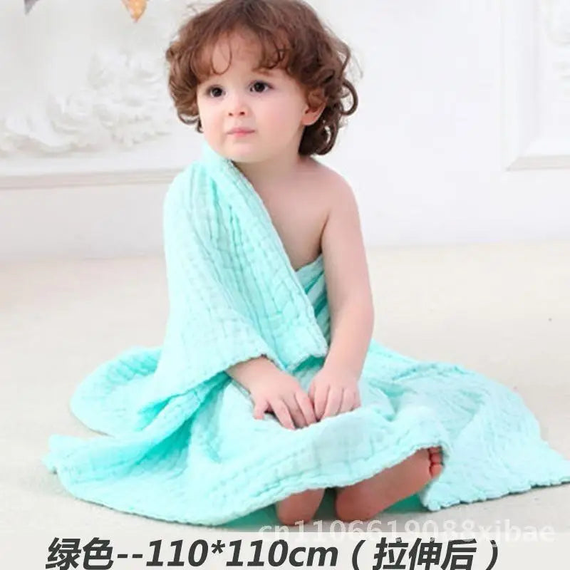 Super Soft Pure Cotton Baby Bath Towel 2/6 Layer Gauze Absorbent Newborn Quilt Cover Unisex Children Bath Towel in Various Sizes