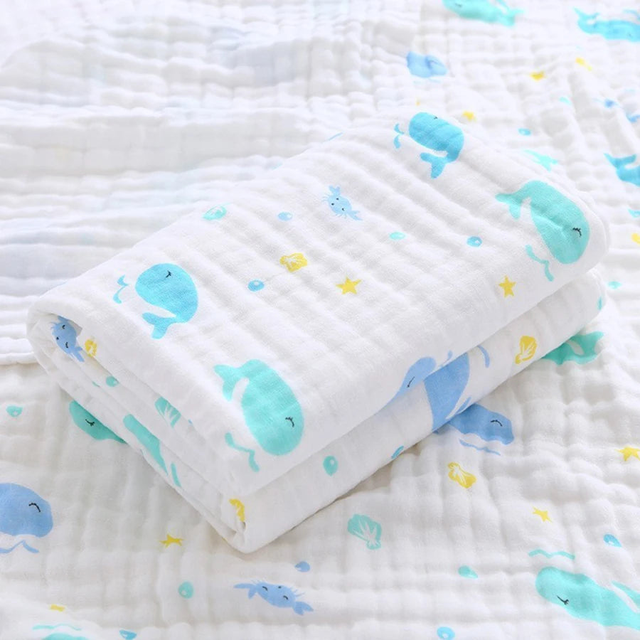 4-Layer Gauze Infant Washcloth Baby Bath Towel Newborn Bathrobe Cotton Swaddle Blanket for Boy Girl Children's Blanket