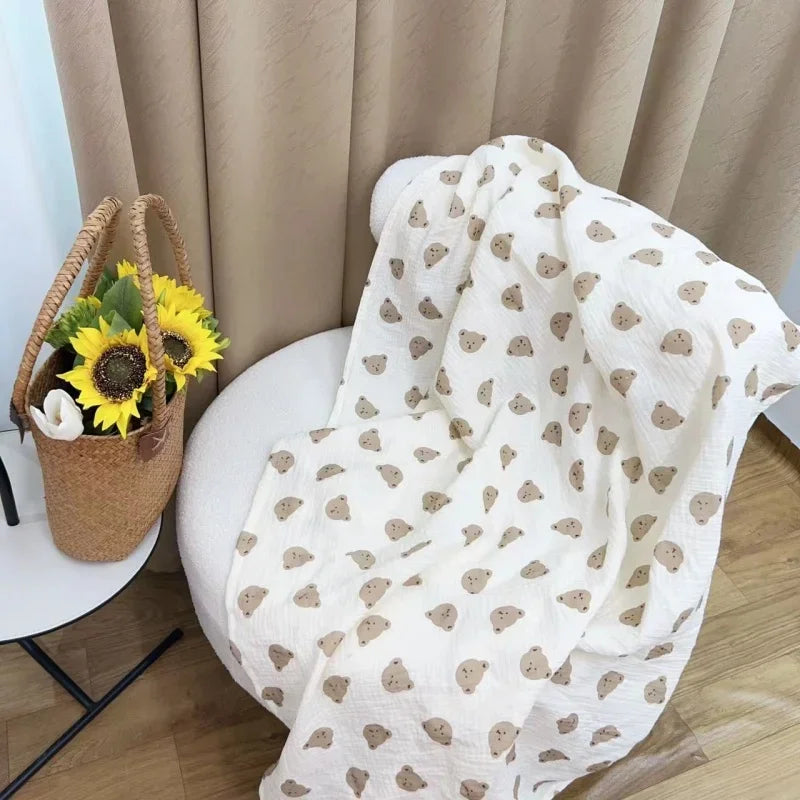 130x200cm Cartoon Print Cute Nap Blanket Summer ABDL Adult Breathable Cotton Yarn Blanket Ultra-Thin Student Dormitory Quilt