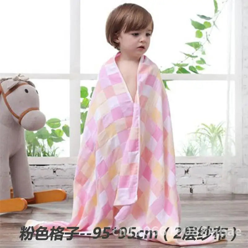 Super Soft Pure Cotton Baby Bath Towel 2/6 Layer Gauze Absorbent Newborn Quilt Cover Unisex Children Bath Towel in Various Sizes
