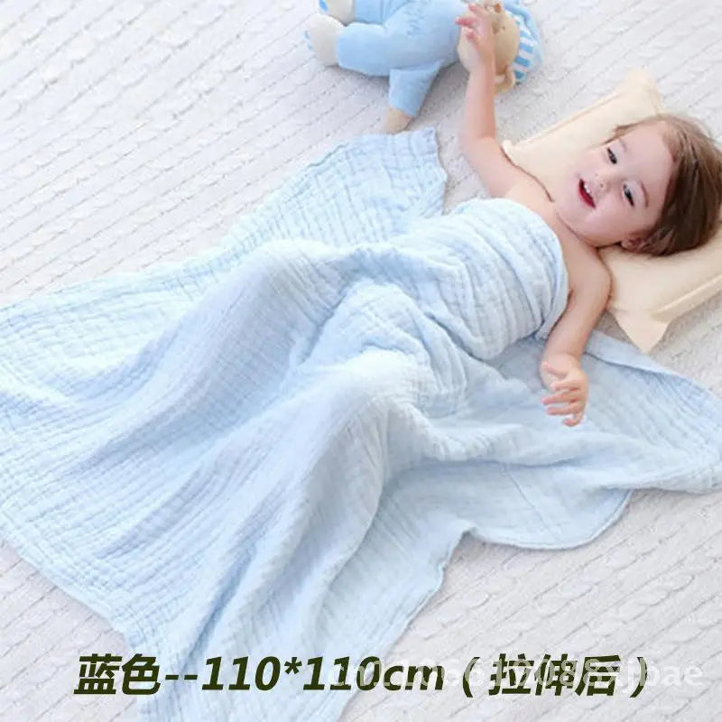 Super Soft Pure Cotton Baby Bath Towel 2/6 Layer Gauze Absorbent Newborn Quilt Cover Unisex Children Bath Towel in Various Sizes