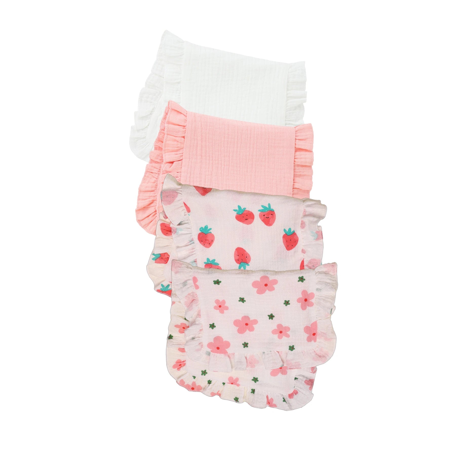 4Pcs/Set Cute Floral Prints Soft Muslin Cotton Gauze Shoulder Rag Baby Burping Pad Ruffle Newborn Baby Burp Cloths