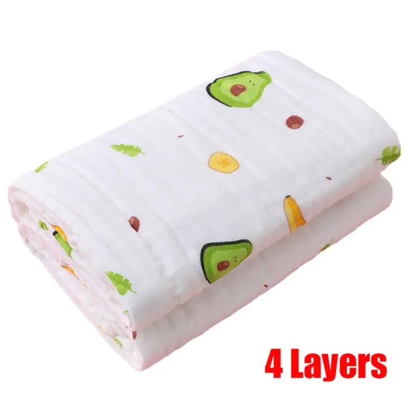 Baby Bath Towel Newborn Bathrobe Cotton Swaddle Blanket for Boy Girl 4-Layer Gauze Infant Washcloth Children's Blanket