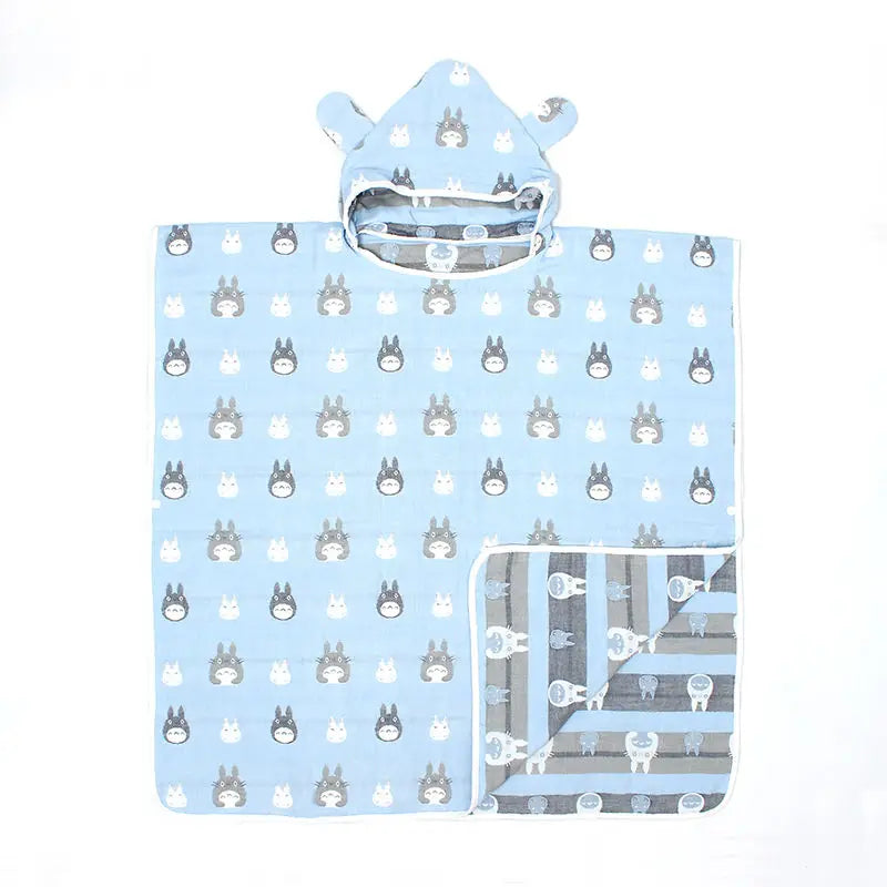 Pure Cotton Gauze Hooded Bath Towel Baby Cloak Cartoon Style Soft Absorbent Breathable Bathrobe Medium Large Children Nightgown
