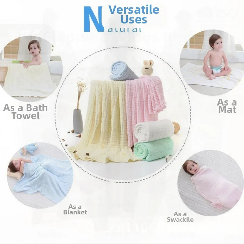 Super Soft Pure Cotton Baby Bath Towel 2/6 Layer Gauze Absorbent Newborn Quilt Cover Unisex Children Bath Towel in Various Sizes