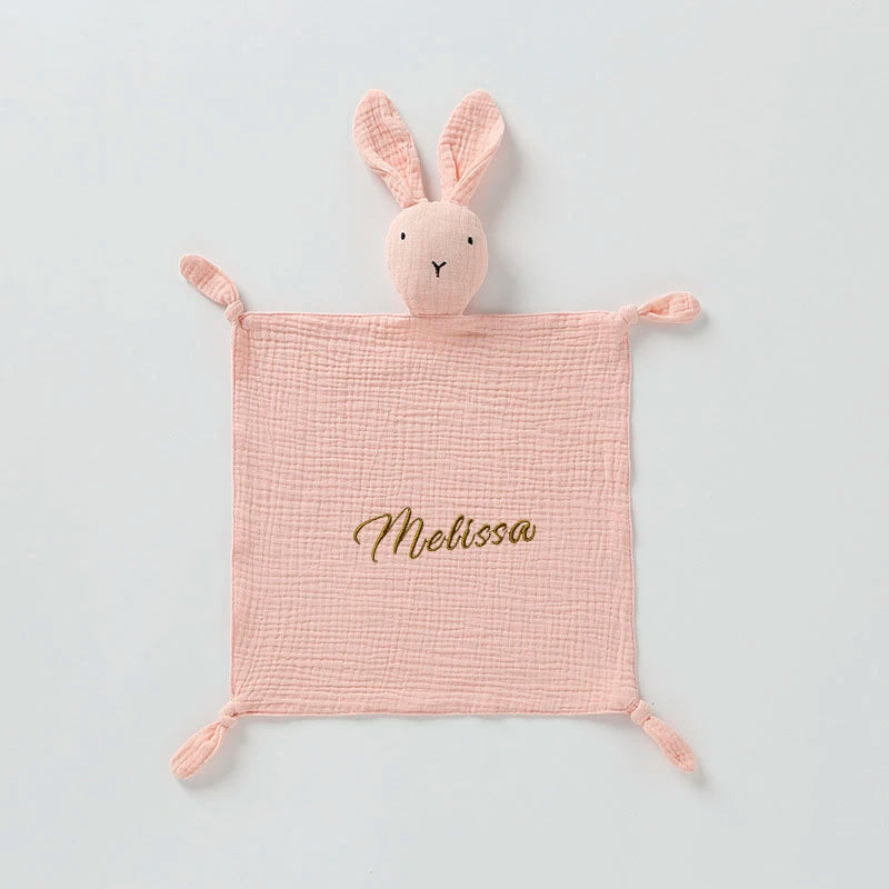 Personalized Name Gift Baby Comforter Blanket Muslin Newborn Sleeping Doll Kid Sleep Toy Soothe Appease Towel Bib Saliva Towel