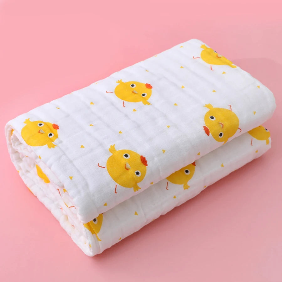 Baby Bath Towel Newborn Bathrobe Cotton Swaddle Blanket for Boy Girl 4-Layer Gauze Infant Washcloth Children's Blanket