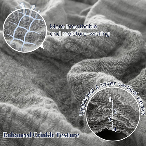 100% Cotton Muslin King Size Blanket, 108x90 Lightweight Gauze Throw, Breathable Soft for Bed Couch Camping Baby Grey Gift