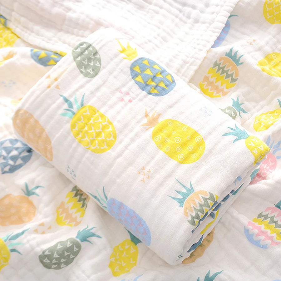 Baby Bath Towel Newborn Bathrobe Cotton Swaddle Blanket for Boy Girl 4-Layer Gauze Infant Washcloth Children's Blanket