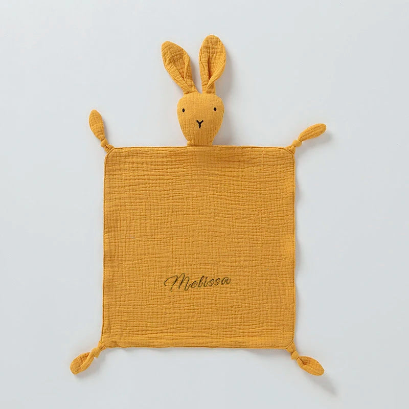 Personalized Name Gift Baby Comforter Blanket Muslin Newborn Sleeping Doll Kid Sleep Toy Soothe Appease Towel Bib Saliva Towel