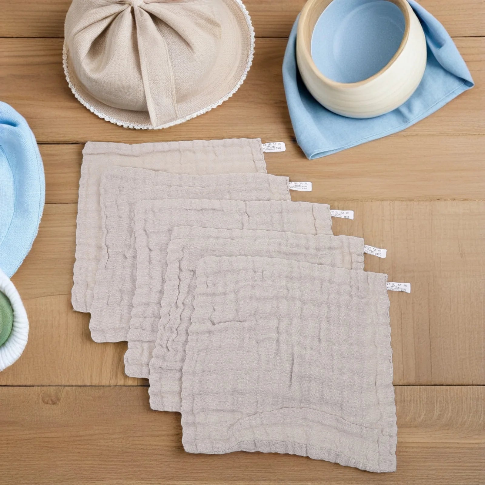5pcs 6-Layer Muslin Baby Burp Cloths 25X25Cm Cotton Dribble Bibs For Feeding Teething Newborn Face Towel Burp Cloth Baby Wipes