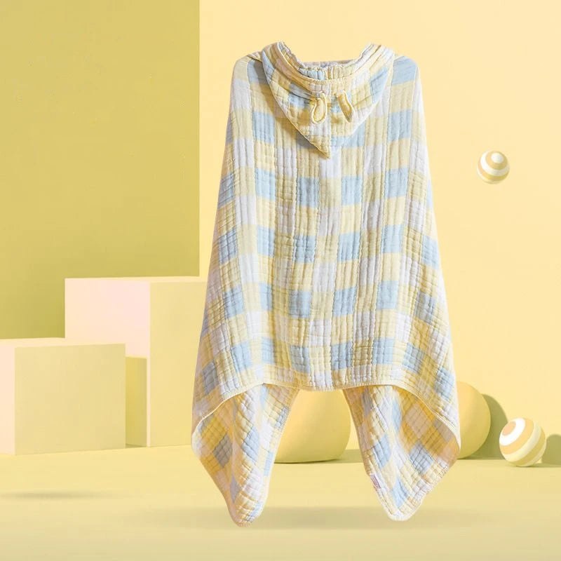 Super Soft Pure Cotton Children Cape Bath Towel With Hat Wearable Baby Absorbent Bathrobe Multi-purpose Nap Blanket Baby Swaddle