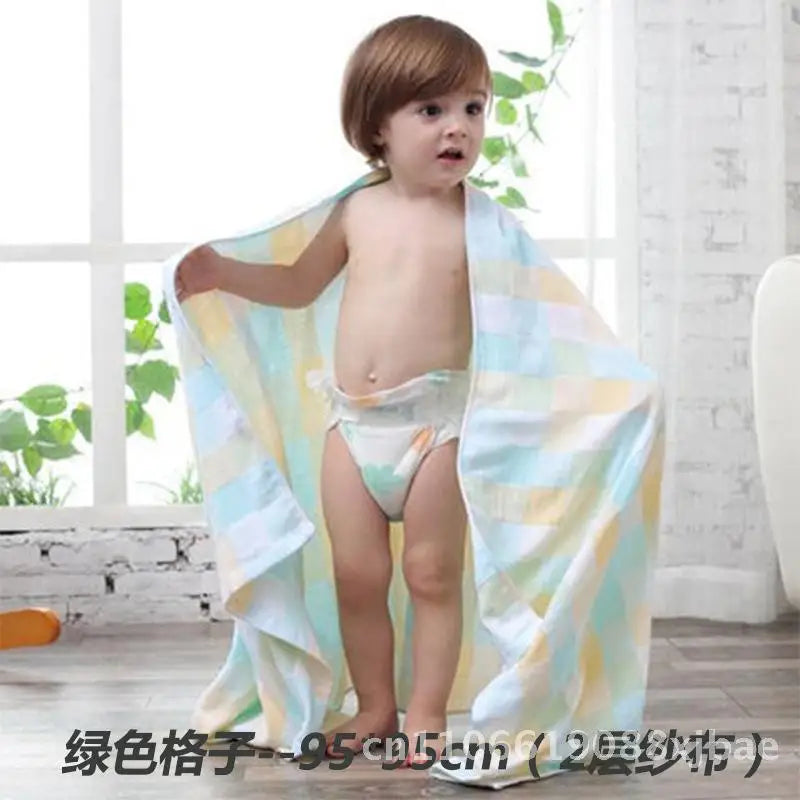 Super Soft Pure Cotton Baby Bath Towel 2/6 Layer Gauze Absorbent Newborn Quilt Cover Unisex Children Bath Towel in Various Sizes